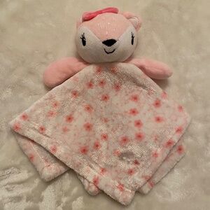 Jesse & Lulu Fox Pink & White Floral Plush Baby Security Blanket Lovey